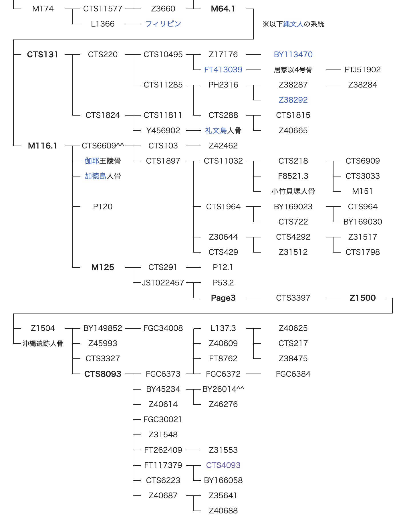 D1a2a-M55 phylogenetic tree on Japanese Wikipedia